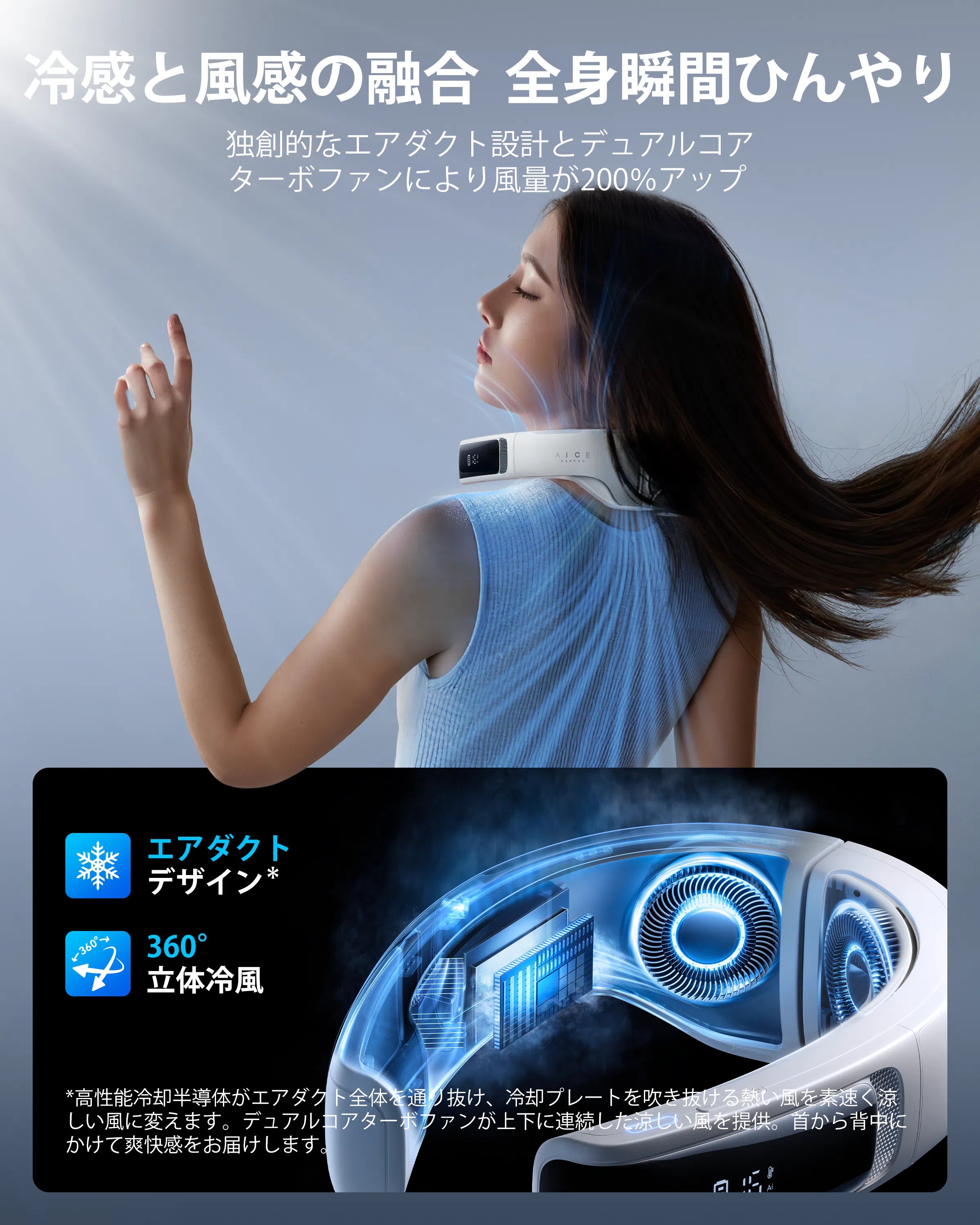 RANVOO 2024新色登場 AICE LITE ネッククーラー  グレシャーブルー RANVOO