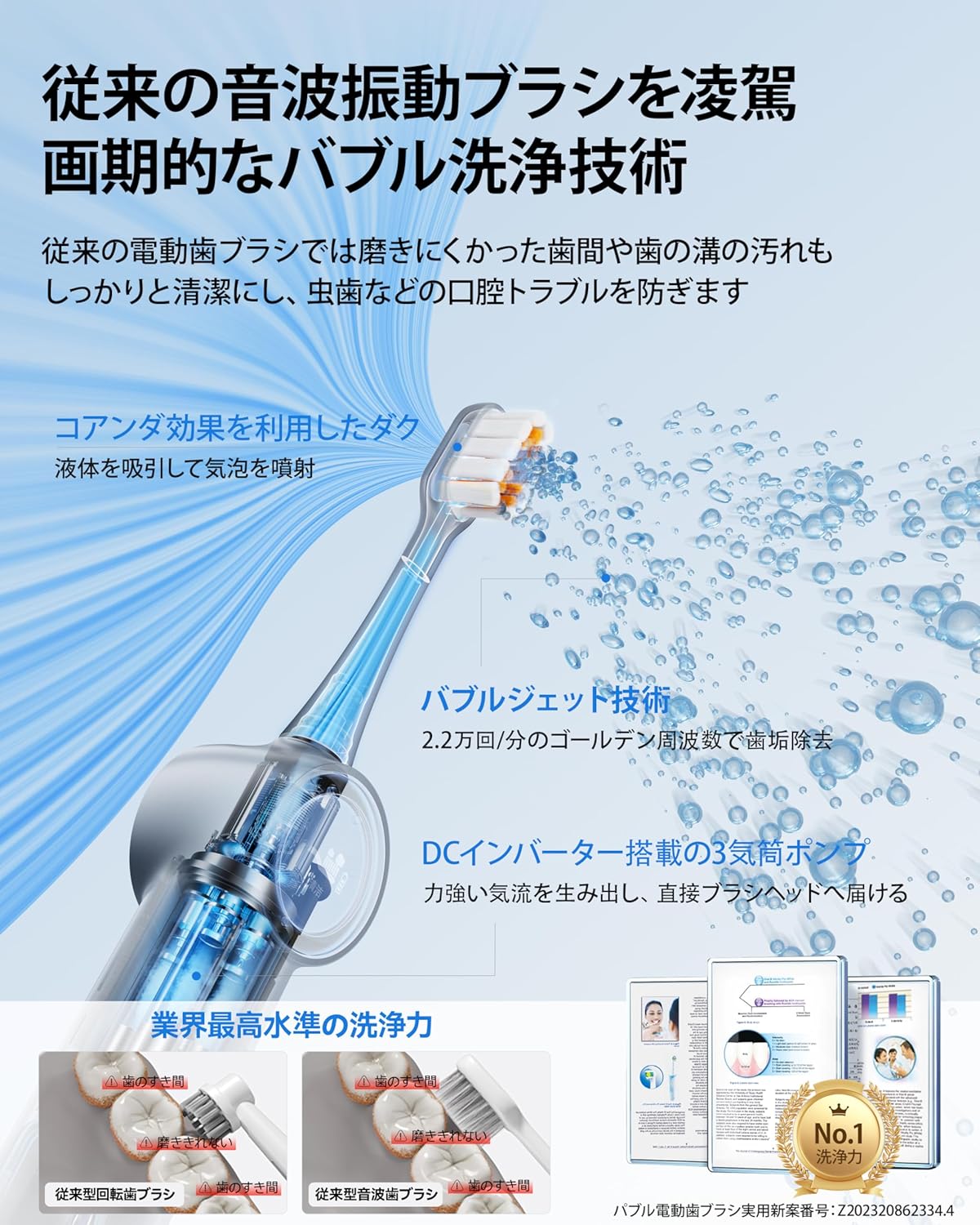 RANVOO AirJet 電動歯ブラシ ソニック RANVOO