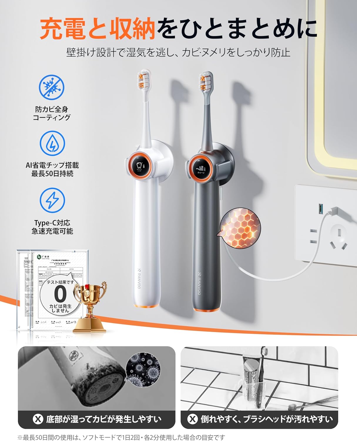 RANVOO AirJet 電動歯ブラシ ソニック RANVOO